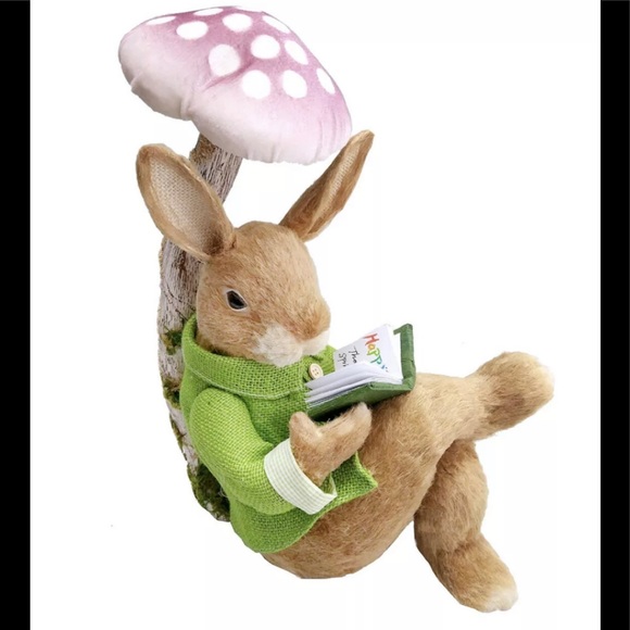Sisal Rabbit Reading Book Under Mushroom 14